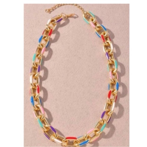 Multicolor enamel cable chain necklace. NWT - Picture 2 of 2